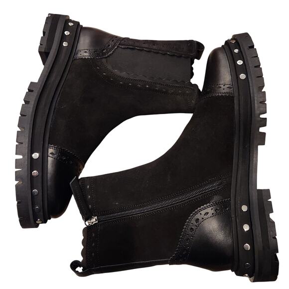 Free People Tate black leather biker studded boots size 9 - Picture 2 of 4